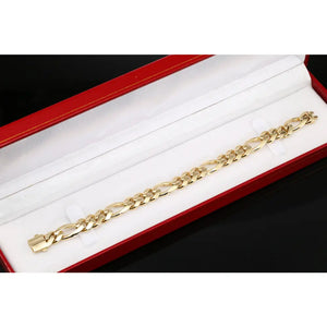 14K Yellow Gold Figaro Link Chain Bracelet, Sizes 7.25In-8.25In
