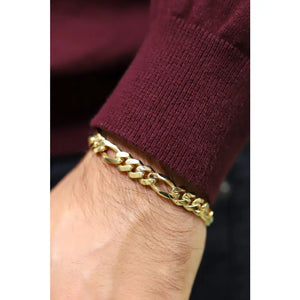 14K Yellow Gold Figaro Link Chain Bracelet, Sizes 7.25In-8.25In
