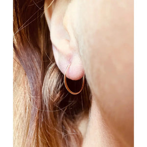 14K Yellow Gold Filled Hoop Earrings: Hammered Flat Edge, 15Mm