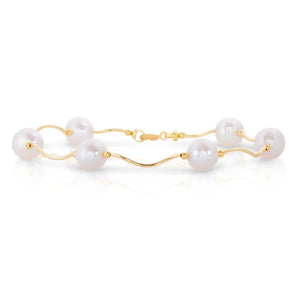14K Yellow Gold Freshwater Pearl Bracelet, with High Polish Finish