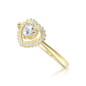 14K Yellow Gold Heart Halo Ring – The Perfect Romantic Gift for Anniversaries and Valentine's Day.