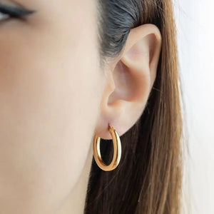 14K Yellow Gold Hoop Earrings, Sizes 16Mm 21Mm 26Mm 31Mm 37Mm, 3Mm Thick, Classic Hoop Earrings, 14K Gold Hoops, Gift, Stacking Earrings