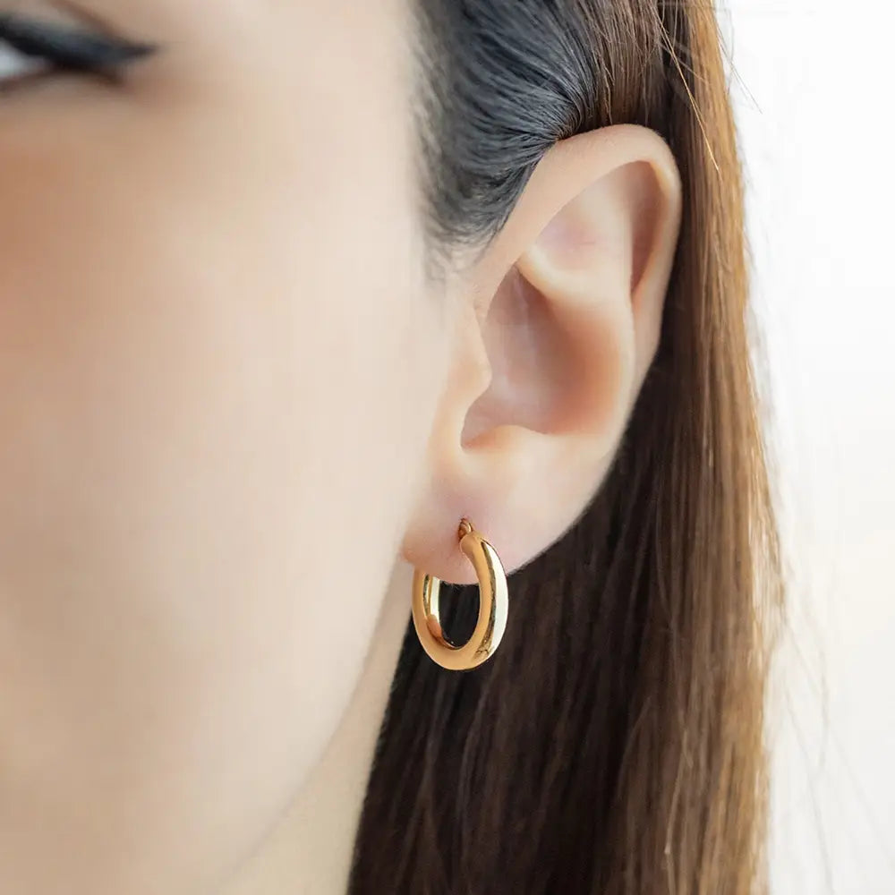 14K Yellow Gold Hoop Earrings, Sizes 16Mm 21Mm 26Mm 31Mm 37Mm, 3Mm Thick, Classic Hoop Earrings, 14K Gold Hoops, Gift, Stacking Earrings