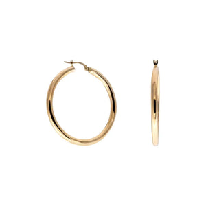 14K Yellow Gold Hoop Earrings, Sizes 16Mm 21Mm 26Mm 31Mm 37Mm, 3Mm Thick, Classic Hoop Earrings, 14K Gold Hoops, Gift, Stacking Earrings