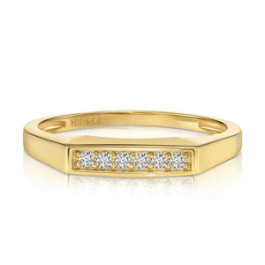 14K Yellow Gold Lab Diamond Signet Ring, 0.06Ctw