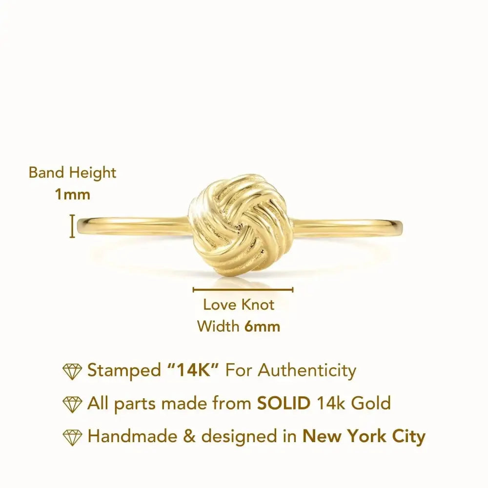 14K Yellow Gold Love Knot Ring - Timeless Gift of Everlasting Love for Her, Perfect for Anniversaries & Everyday Elegance.