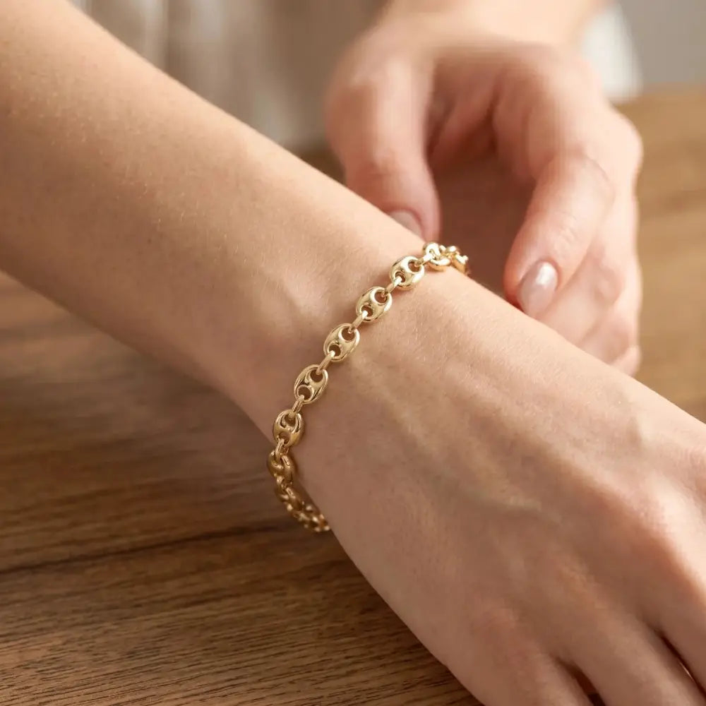 14K Yellow Gold Mariner Link Bracelet, 7.5"
