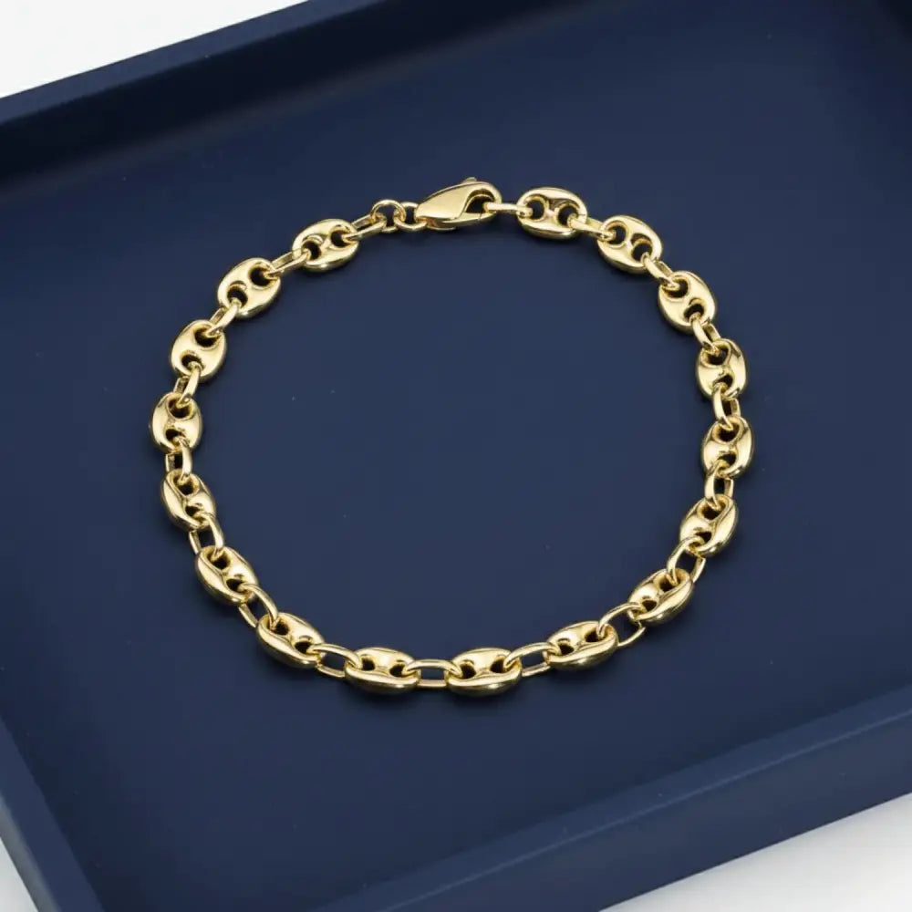 14K Yellow Gold Mariner Link Bracelet, 7.5"