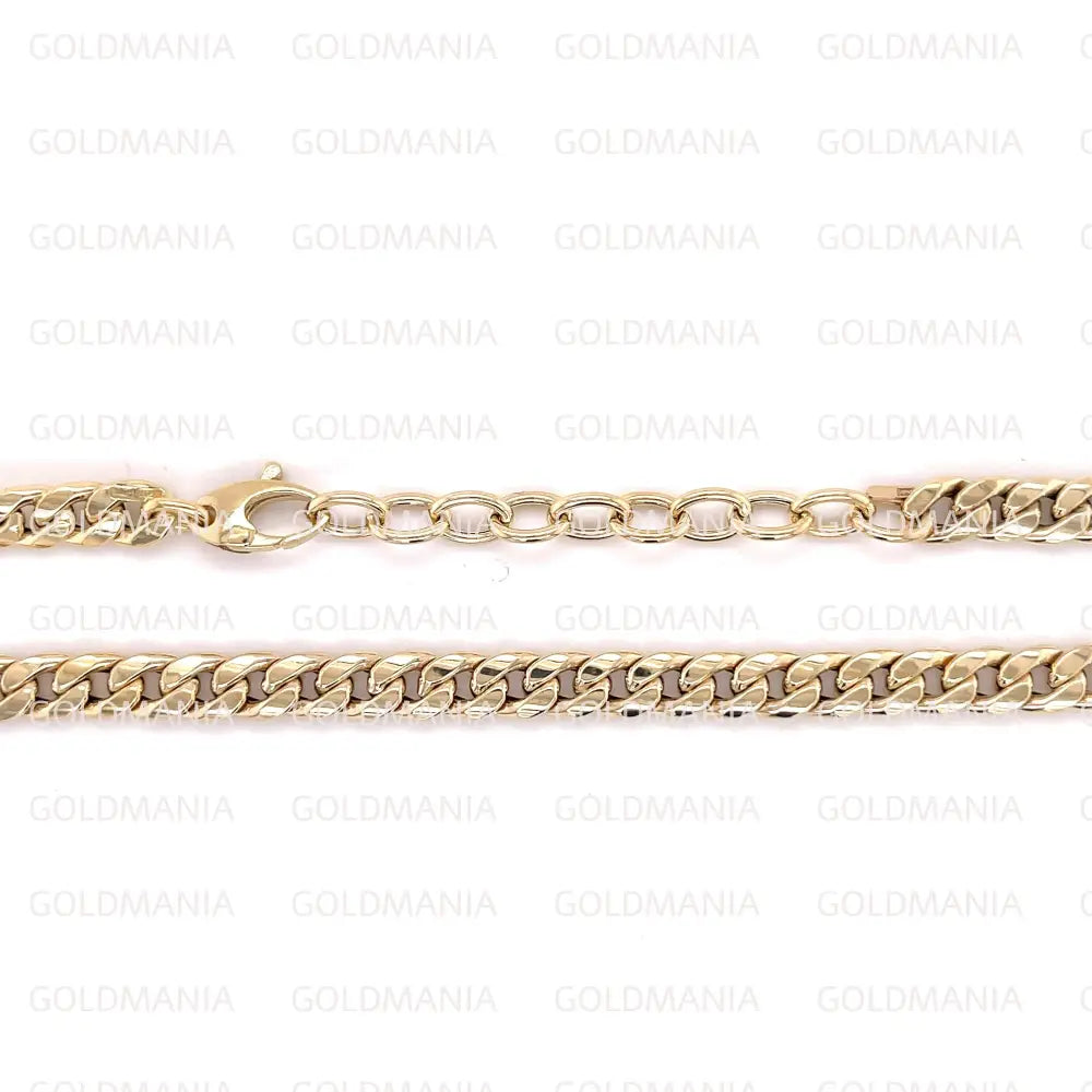 14K Yellow Gold Miami Cuban Link Chain Necklace: 16-14" Adjustable Curb Chain