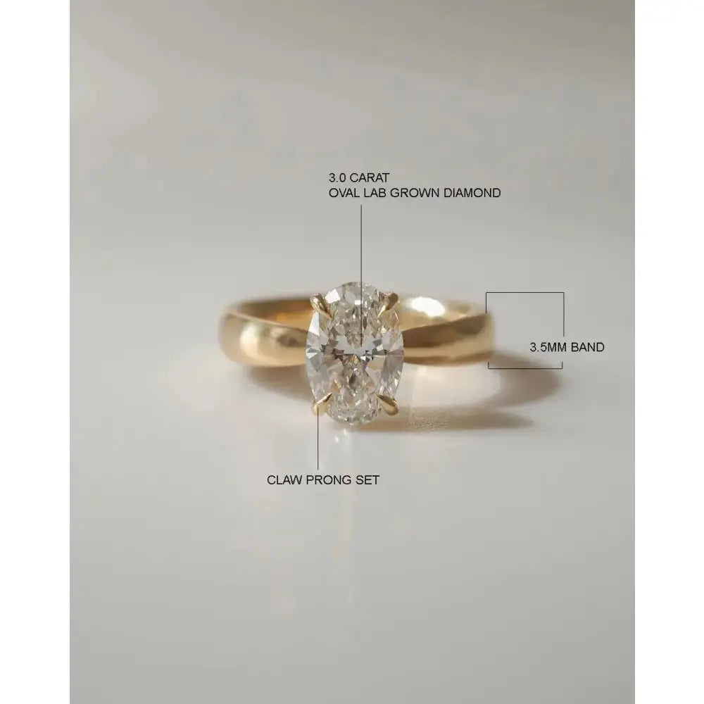 14K Yellow Gold Oval Lab Grown Diamond Anniversary Solitaire Ring, IGI Diamond, Fine Jewelry