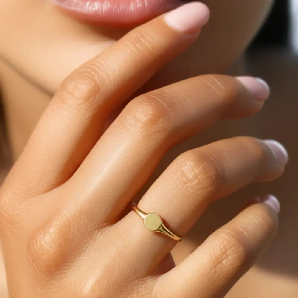 14K Yellow Gold Oval Link Beaded Band Ring – Elegant Everyday Luxury Gift for Her, Perfect for Birthdays and Special Occasions.