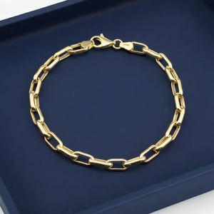 14K Yellow Gold Paperclip Bracelet, 7.5 Inches