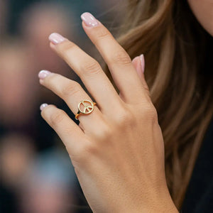 14K Yellow Gold Peace Sign Ring