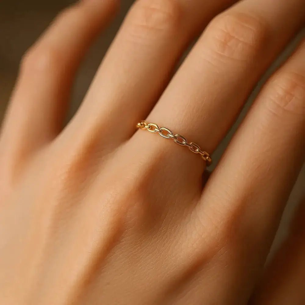 14K Yellow Gold Stackable Cuban Link Ring