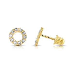 14K Yellow Gold XO Stud Earrings, Hugs and Kisses
