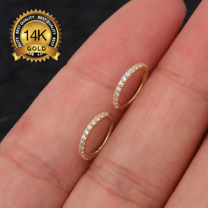 Stunning 14K Gold Tiny Huggie Hoop Earrings for Cartilage, Nose, Helix, Tragus, and Conch Piercings - 20G.