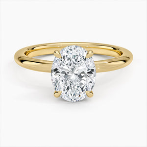 2Ct Oval Moissanite Engagement Ring: 14K Gold Sleek Band