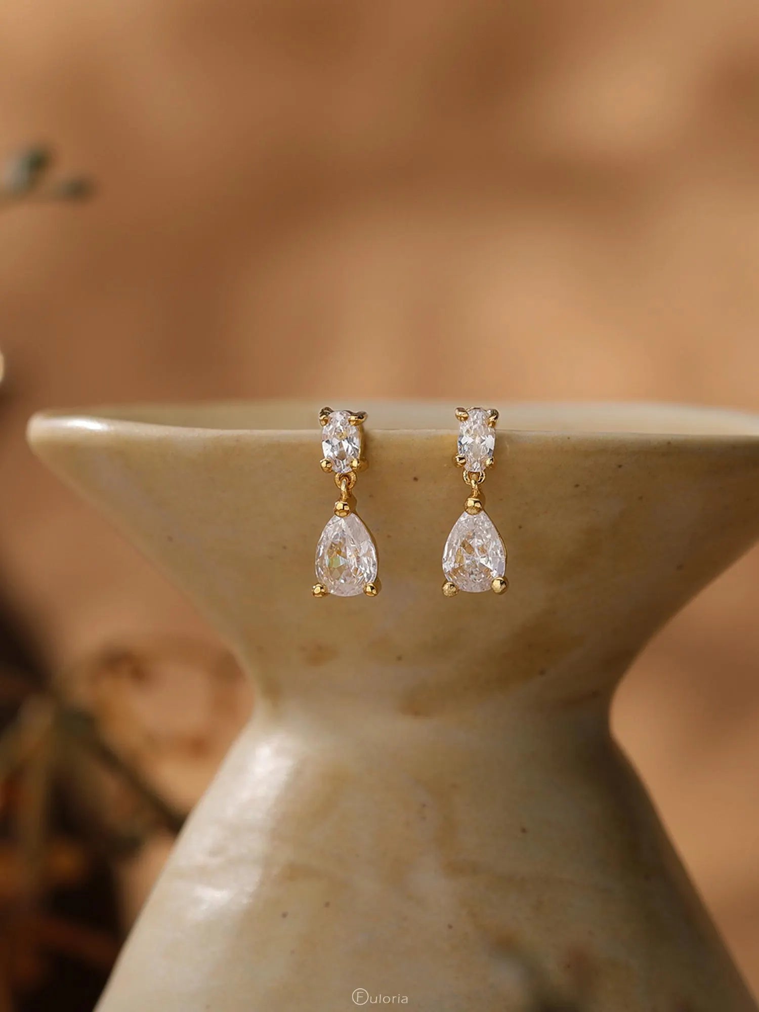 Minimalist Diamond Drop Earrings, Dainty Diamond Stud Earrings, Gold CZ Earrings, Wedding Jewelry, Bridesmaids Gift for Her,Mothers Day Gift