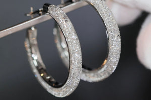 Diamond Hoop Earrings | Hoop Earrings | Womens Big Diamond Earrings | Silver Hoop Earrings with Diamonds | Womens Hoop Earrings | Earrings