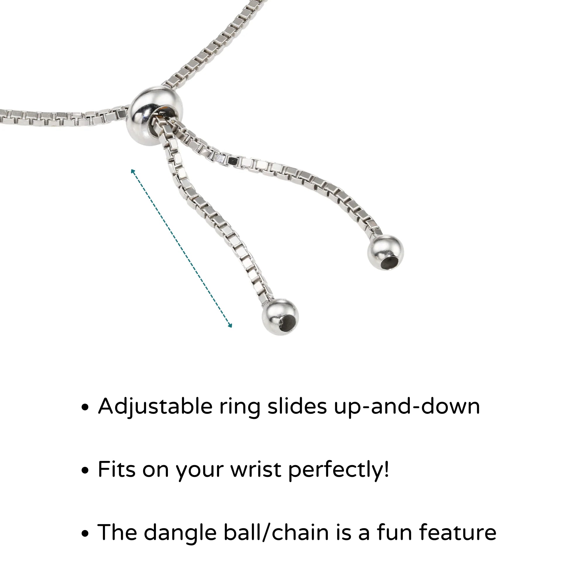 Sterling Silver Infinity Love Bracelet with Cubic Zirconia, Adjustable 6 Inches - 9 Inches