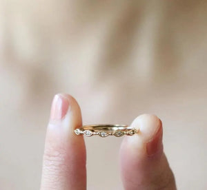 Dainty Diamond Half Eternity Ring, Minimalist Gold Wedding Band