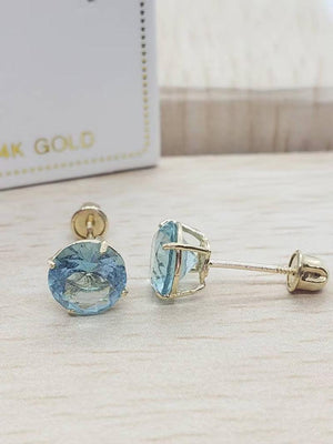Beautiful 14K Solid Gold Aquamarine Screw Back Stud Earrings – Perfect March Birthstone Gift!.