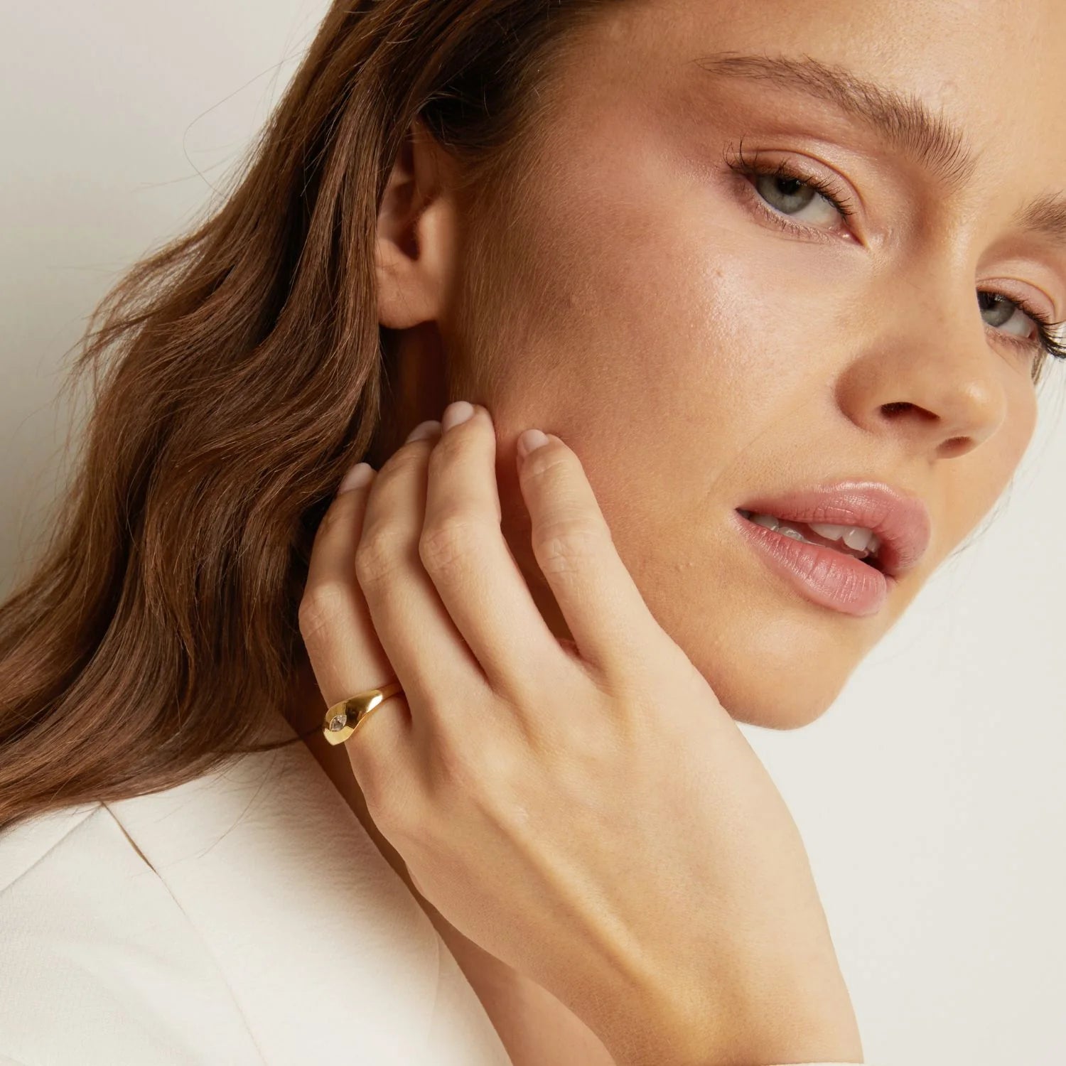 Chunky Lab Grown White Sapphire Marquise Ring NikNenz™ Premium Gold & Diamonds