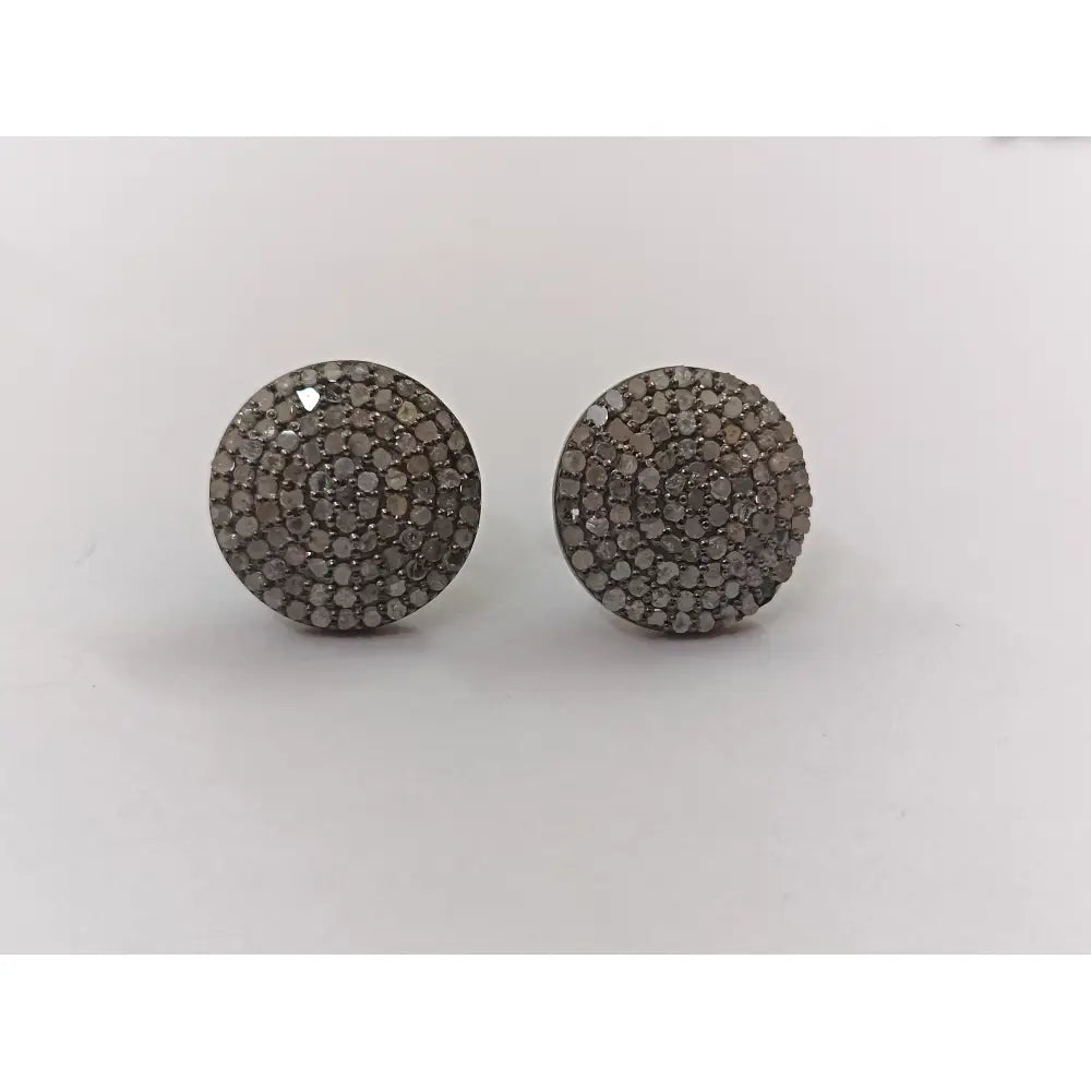 15Mm Pave Diamond Stud Earrings, Sterling Silver, Minimalist Modern Jewelry