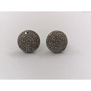 15Mm Pave Diamond Stud Earrings, Sterling Silver, Minimalist Modern Jewelry