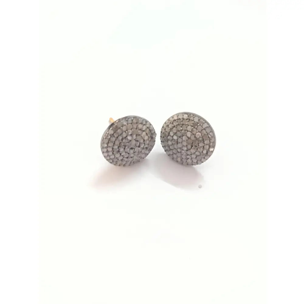 15Mm Pave Diamond Stud Earrings, Sterling Silver, Minimalist Modern Jewelry