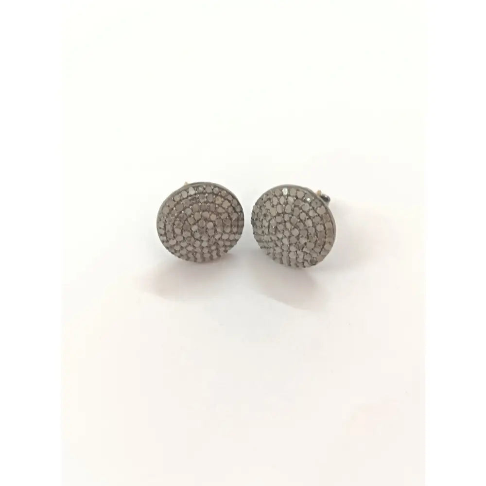15Mm Pave Diamond Stud Earrings, Sterling Silver, Minimalist Modern Jewelry