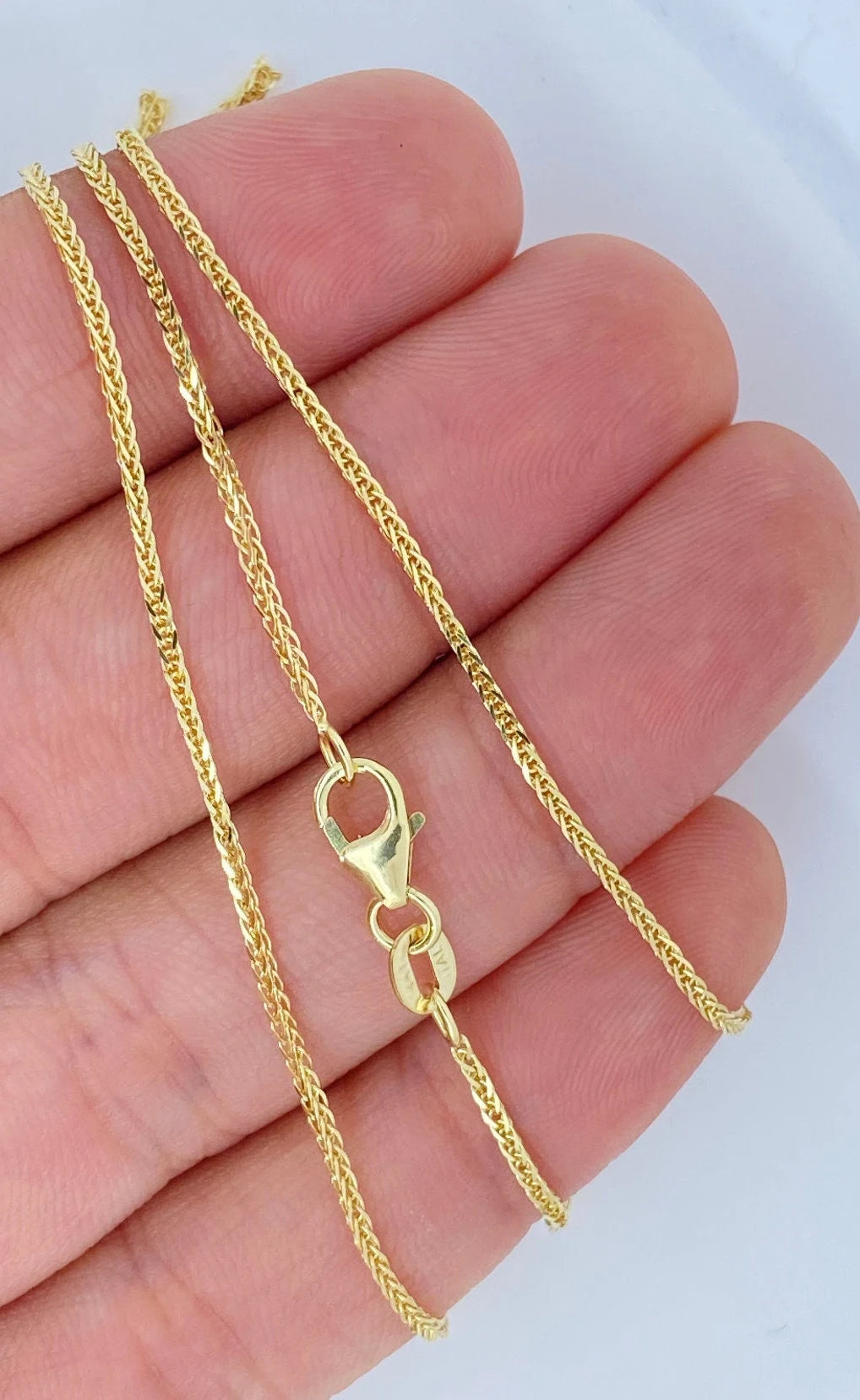 Solid 14K Gold Wheat Diamond Cut Sparkle Chain, 14Kt ITALIAN Highest Quality, Made in ITALY, Solid 14K Gold Wheat Chain, Ladies 14K Gold