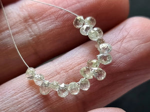 2.4X1.7Mm-3.2X2.5Mm Clear White Diamond Drop, Sparkling Clear White Faceted Diamond Tear Drops, Diamond Drops (1Pc to 2Pcs Option)-Ppsk12