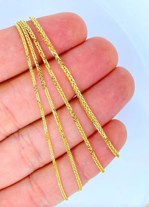 Solid 14K Gold Wheat Diamond Cut Sparkle Chain, 14Kt ITALIAN Highest Quality, Made in ITALY, Solid 14K Gold Wheat Chain, Ladies 14K Gold