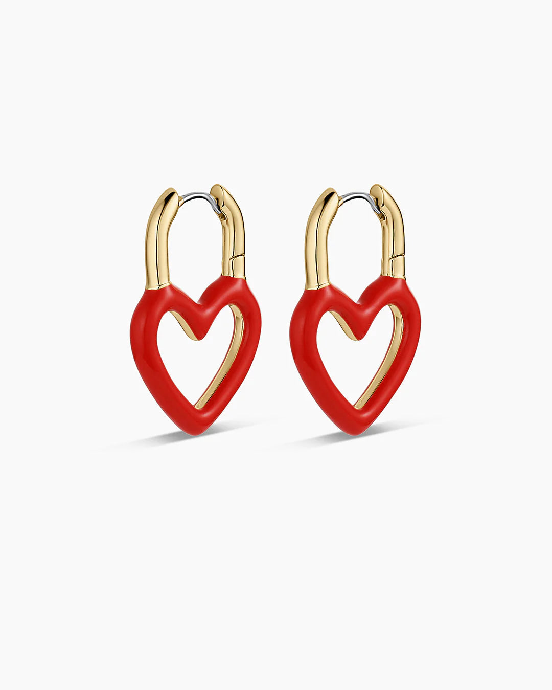 Open Heart Enamel Padlock Hoops NikNenz™ Premium Gold & Diamonds