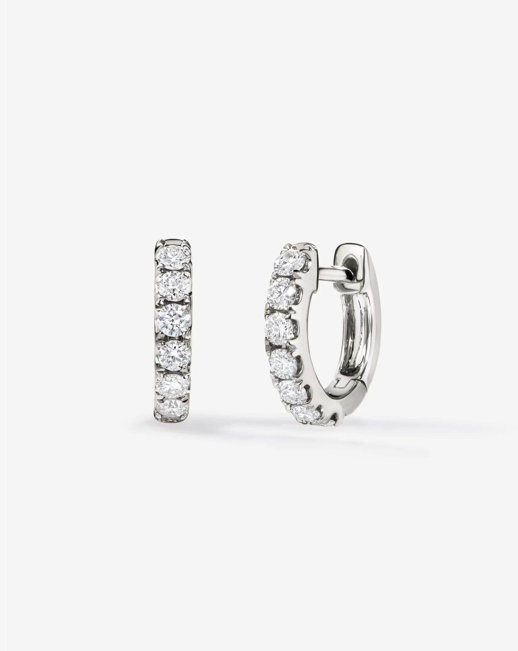 Elegant Petite Jumbo Diamond Huggie Hoops.