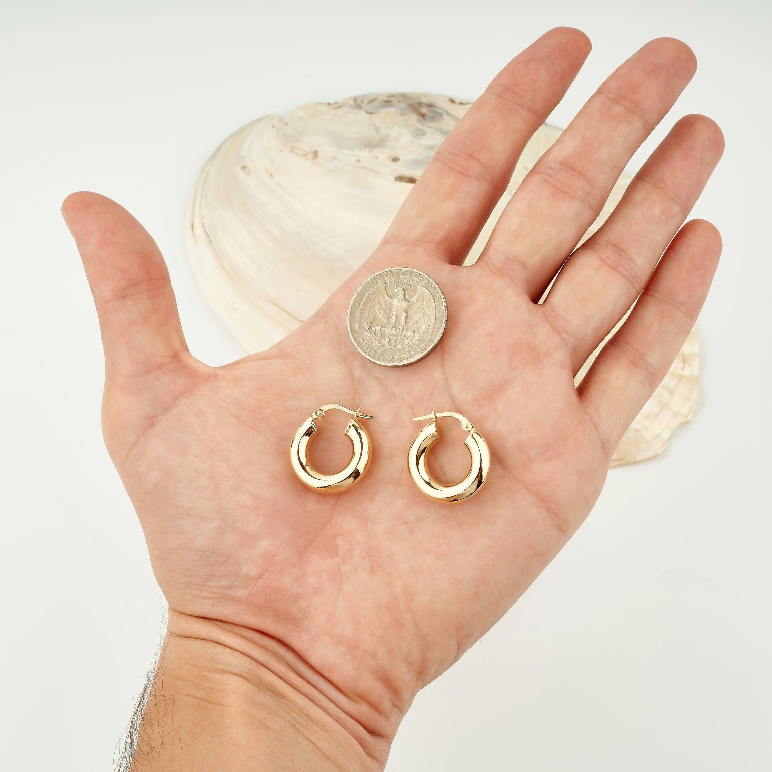 Stunning 14K Solid Gold Chunky Thick Hoop Earrings - Timeless Elegance.