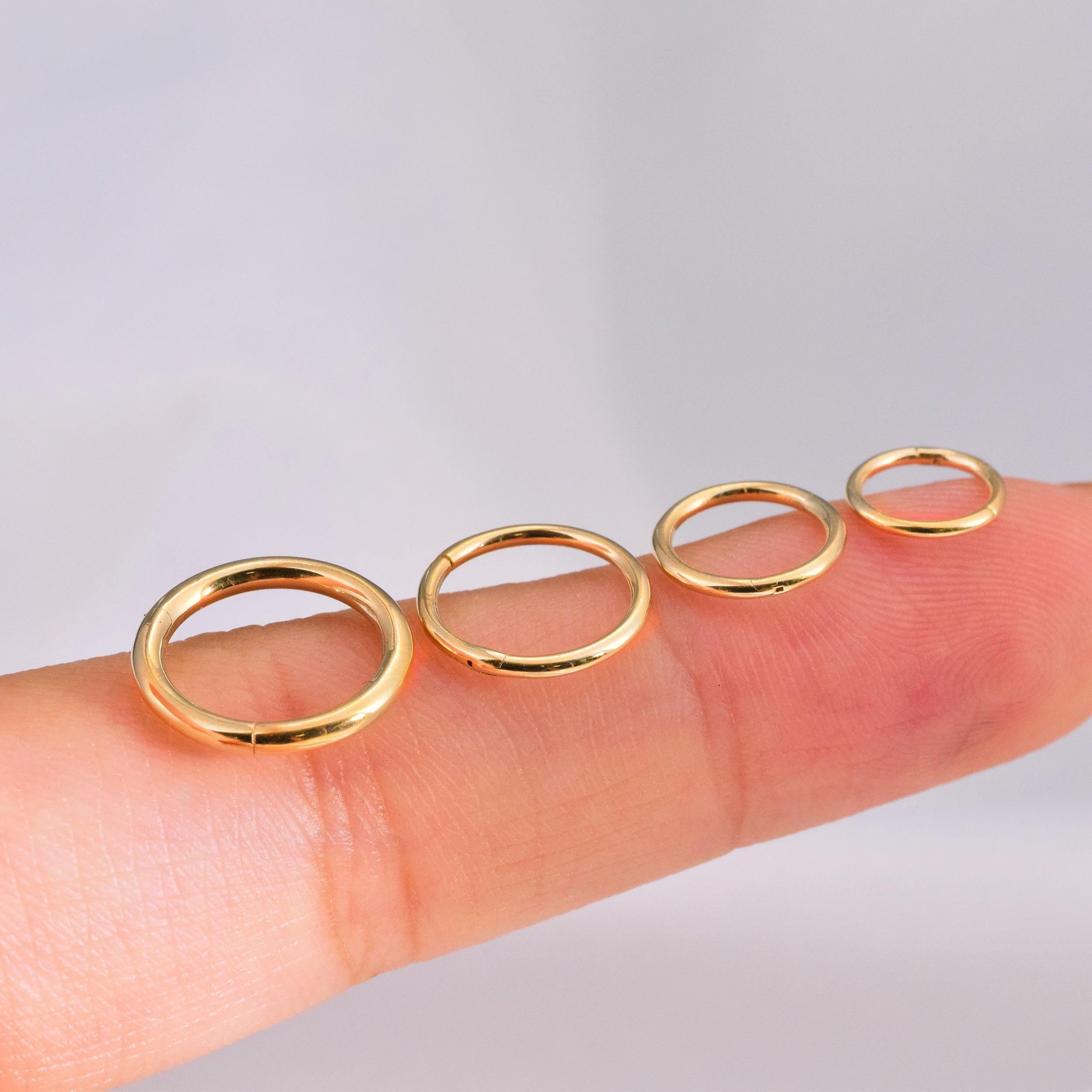 14K Solid Gold Hinged Clicker Hoop for Tragus, Helix, Conch, and Nose Piercings - Seamless Elegance for Every Ear!.