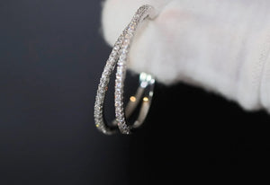 Diamond Hoop Earrings | Hoop Earrings | Womens Big Diamond Earrings | Silver Hoop Earrings with Diamonds | Womens Hoop Earrings | Earrings