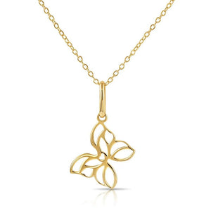 Gorgeous 14K Yellow Gold Butterfly Pendant Necklace - 18" Adjustable Chain.