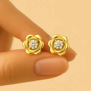 18Ct Gold Stud Earrings: 11Mm Floral Design in Luxury Gift Box Included