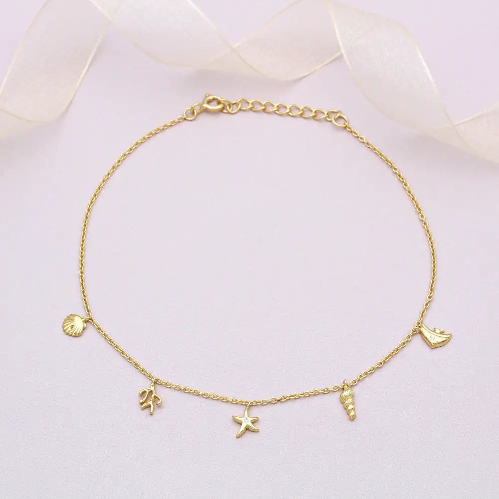 18Ct Gold Vermeil Sea Life Anklet