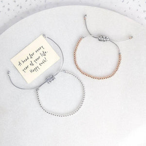 Personalized 50th Birthday Friendship Bracelet for Women – Unique Bead Gift.