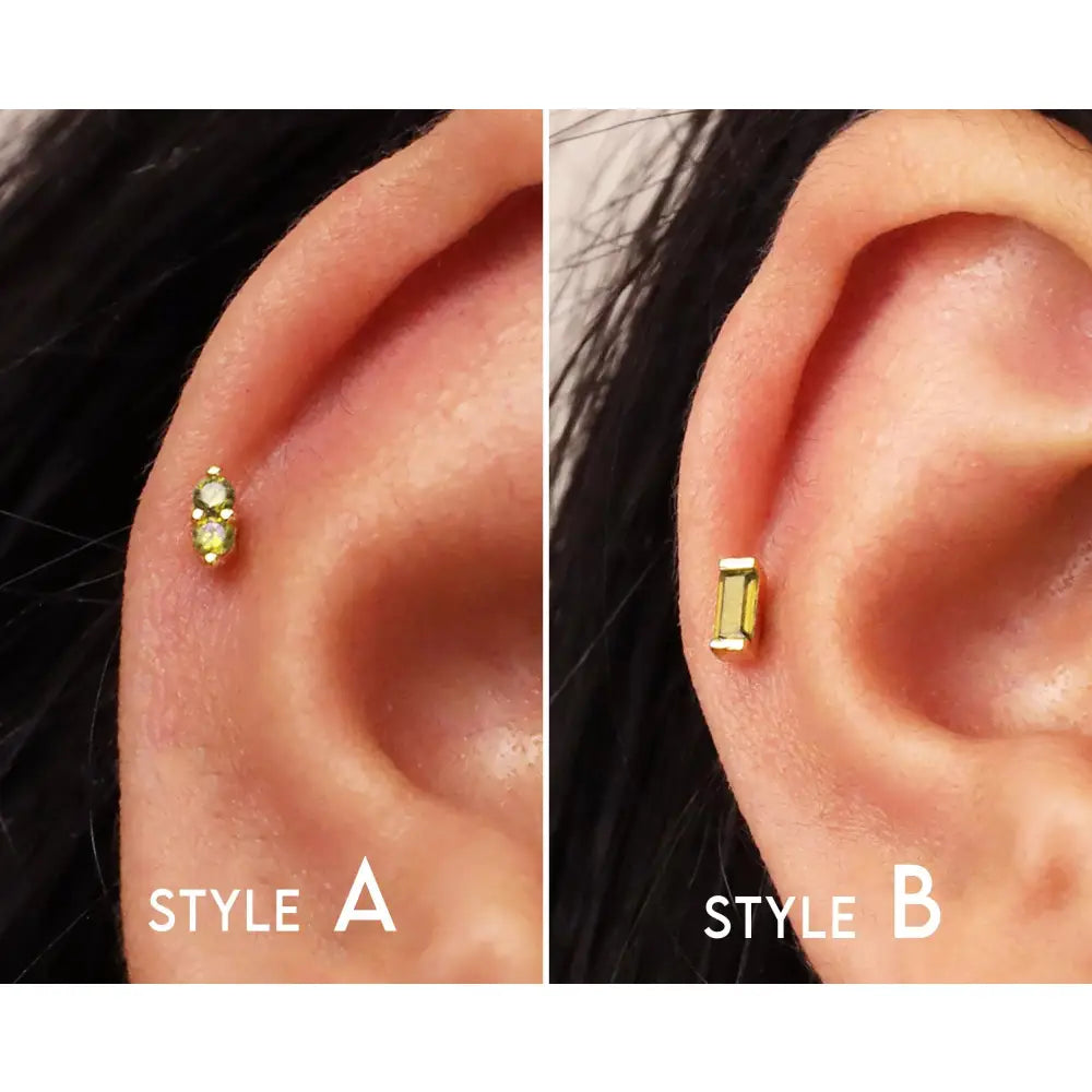 18G/16G Peridot Dainty Labret Cartilage Studs • Tragus Stud • Conch Earring • Helix • Cartilage Piercing • Minimalist • FLAT BACK