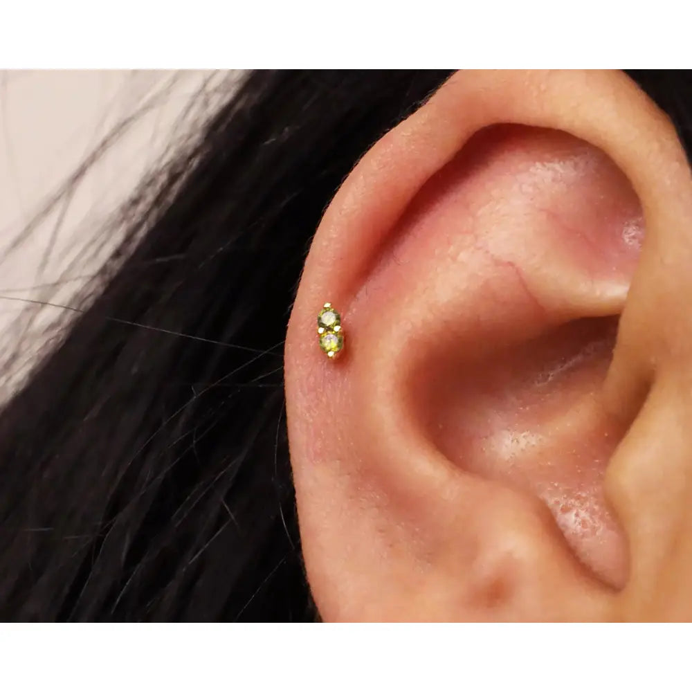 18G/16G Peridot Dainty Labret Cartilage Studs • Tragus Stud • Conch Earring • Helix • Cartilage Piercing • Minimalist • FLAT BACK