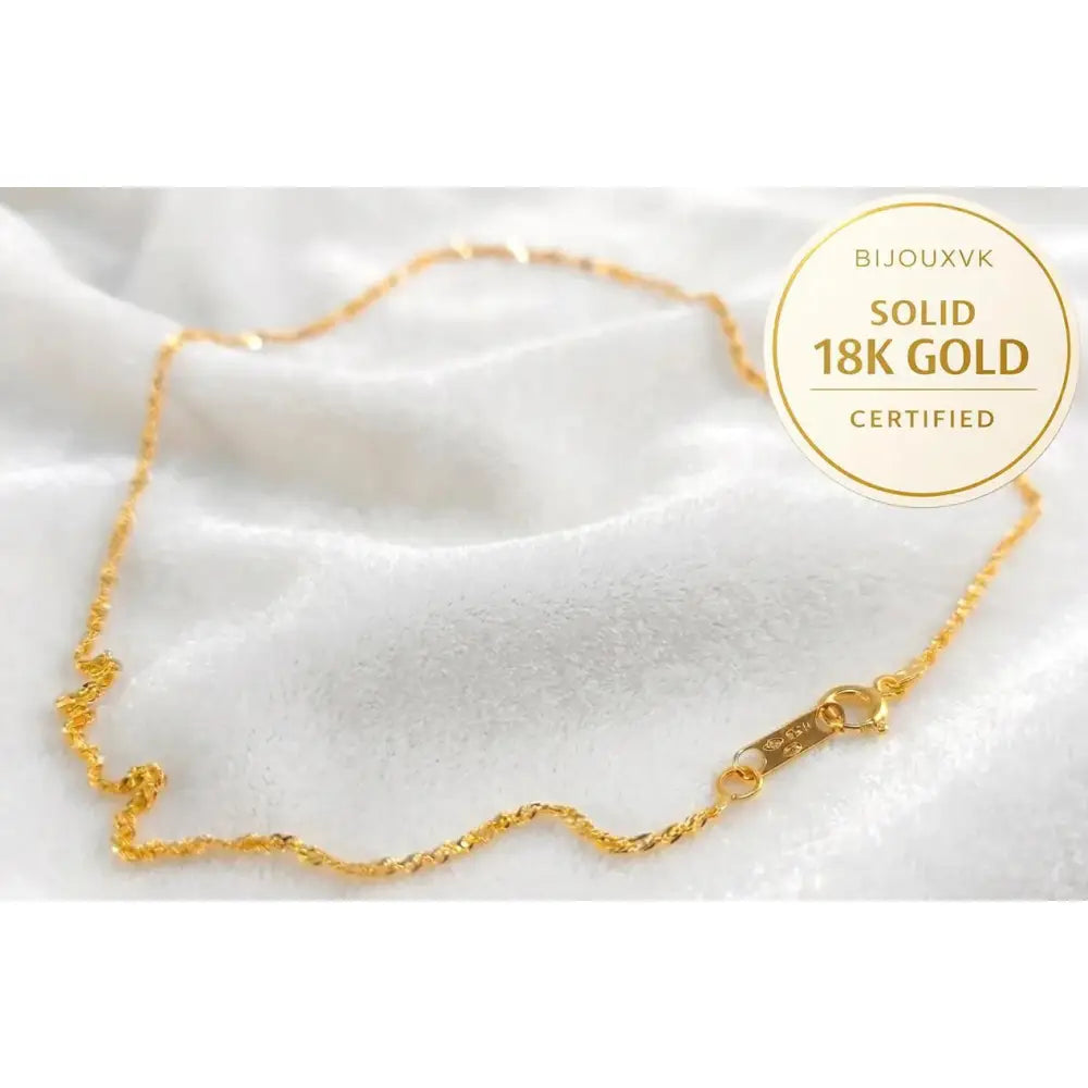 18K Gold Anklet (750/1000) Singapore Link – Solid Yellow Gold Ankle Chain – 18-Karat Women'S Ankle Bracelet – Gift for Women