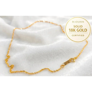 18K Gold Anklet (750/1000) Singapore Link – Solid Yellow Gold Ankle Chain – 18-Karat Women'S Ankle Bracelet – Gift for Women