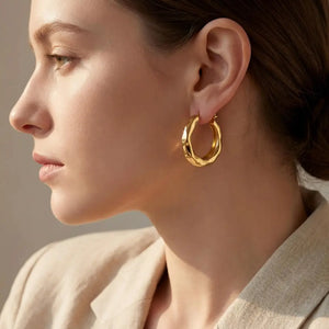 18K Gold Filled Chunky Hoop Earrings, Thick Gold Hoops, Minimalist Statement Earrings, Bold Gold Jewelry, Trendy Gift for Her