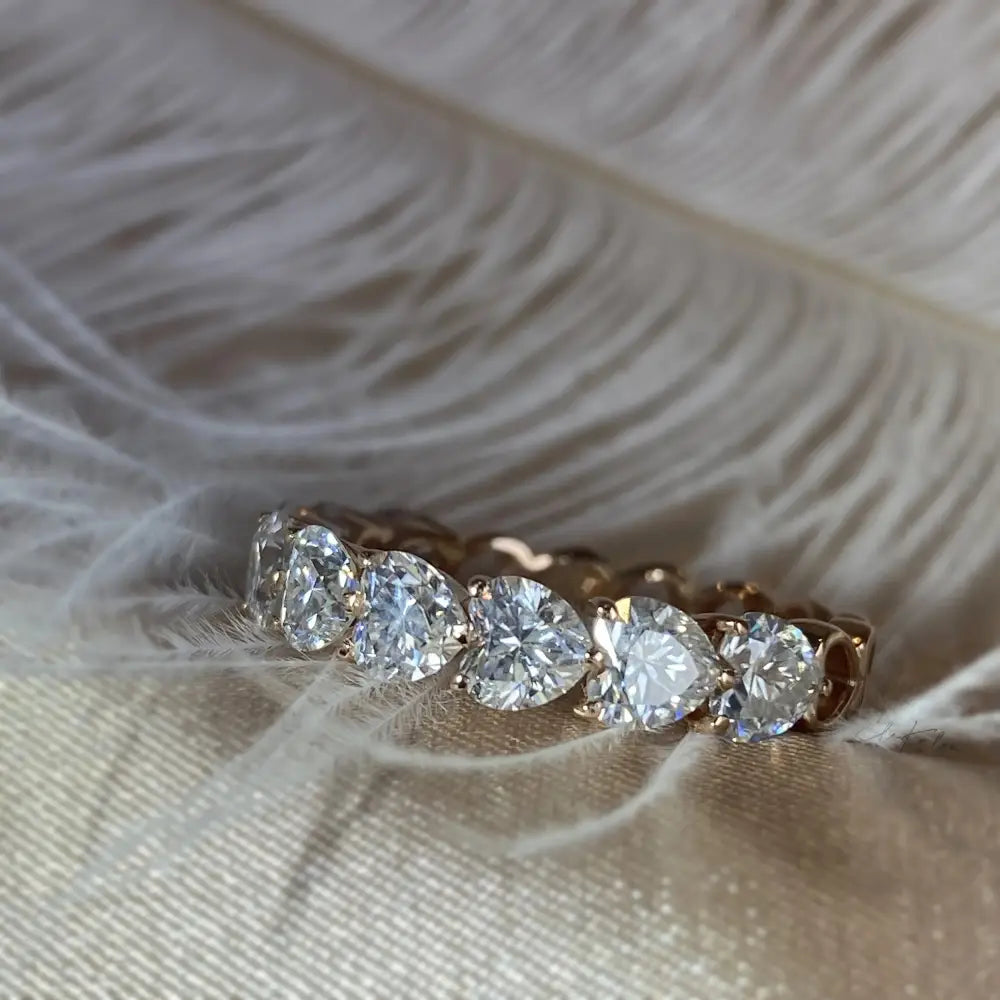 18K Gold Heart Lab Grown Diamond Eternity Band: Anniversary Ring