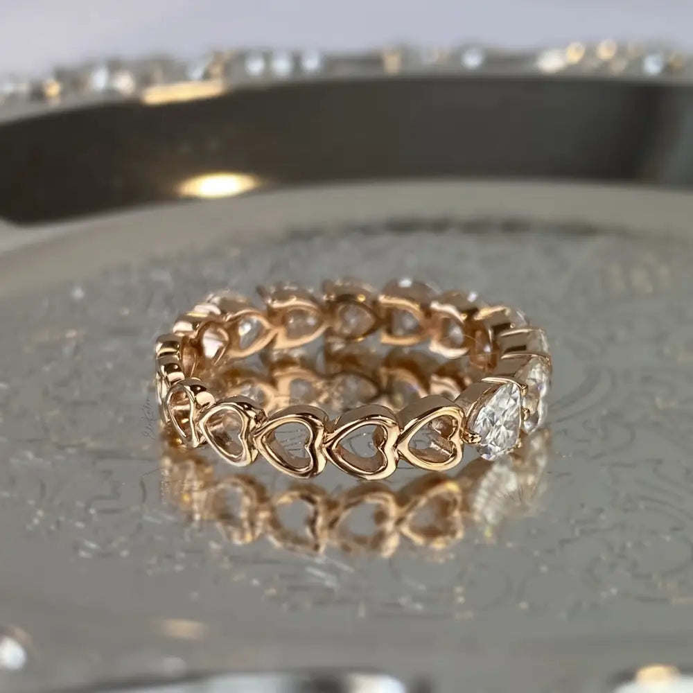 18K Gold Heart Lab Grown Diamond Eternity Band: Anniversary Ring